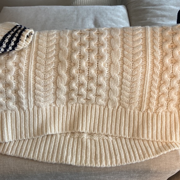 NWT ivory/navy RAG & BONE Brighton Aran sweater - Picture 6 of 10